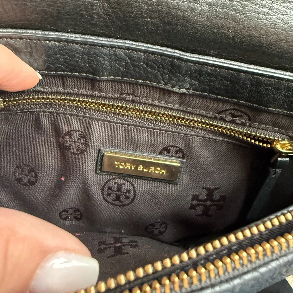 Tory Burch Harper Black Leather Crossbody Saddle Bag